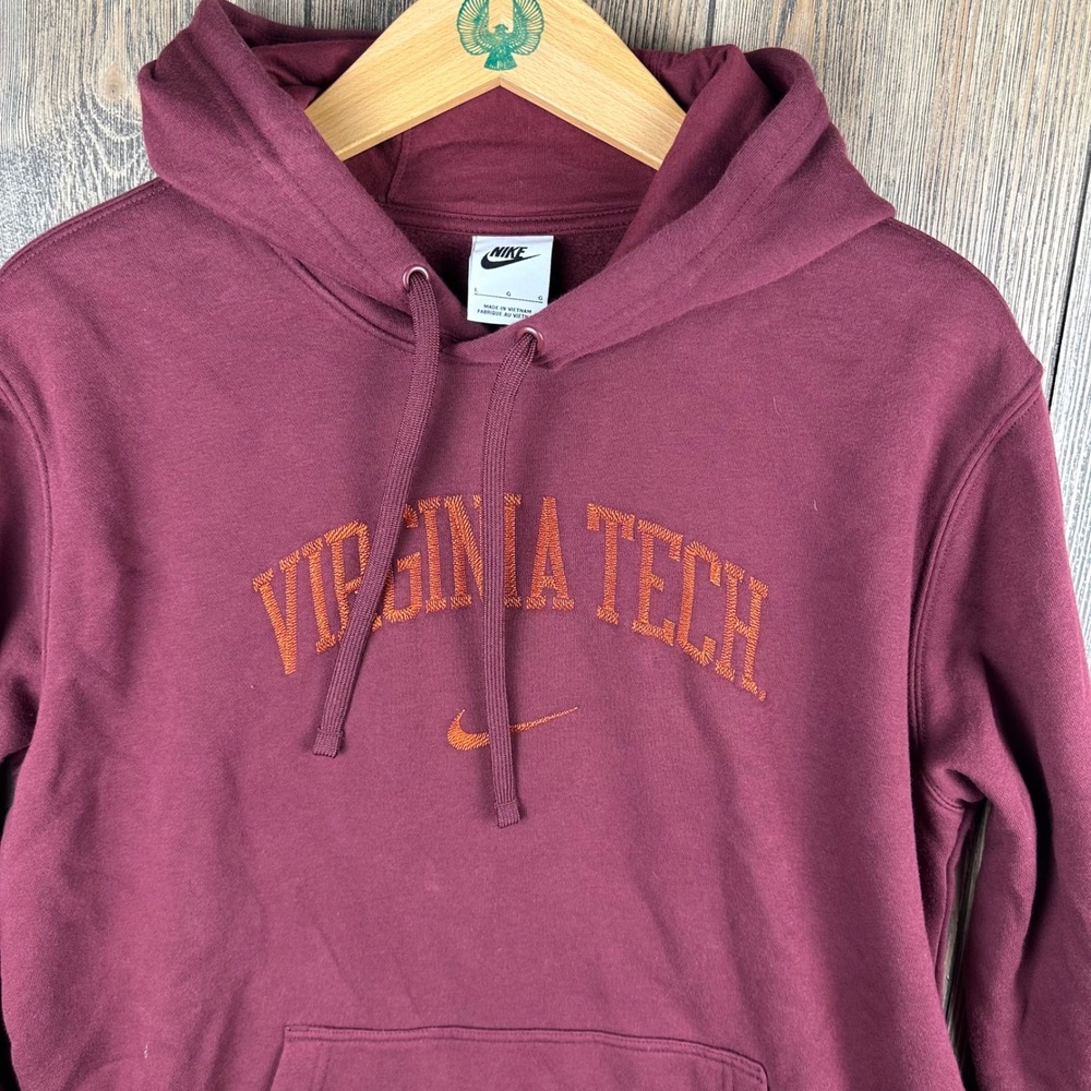 Nike Virginia Tech Hokies Hoodie Mens Large Maroon Orange Embroidered DR3461-669